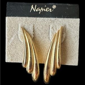 Napier Gold Sculpted post back Earrings
